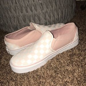 Vans Pink/White Checkered Slip-On Shoes
